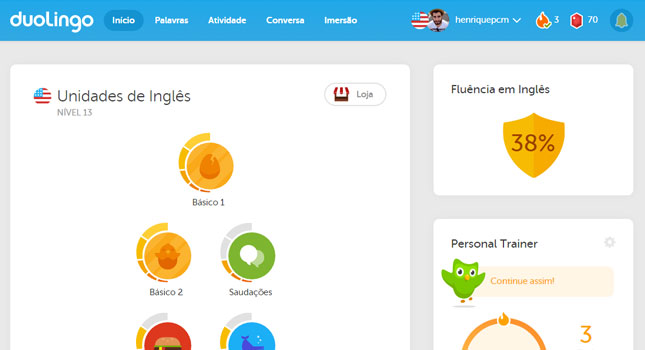 aprender inglês sozinho usando o Duolingo
